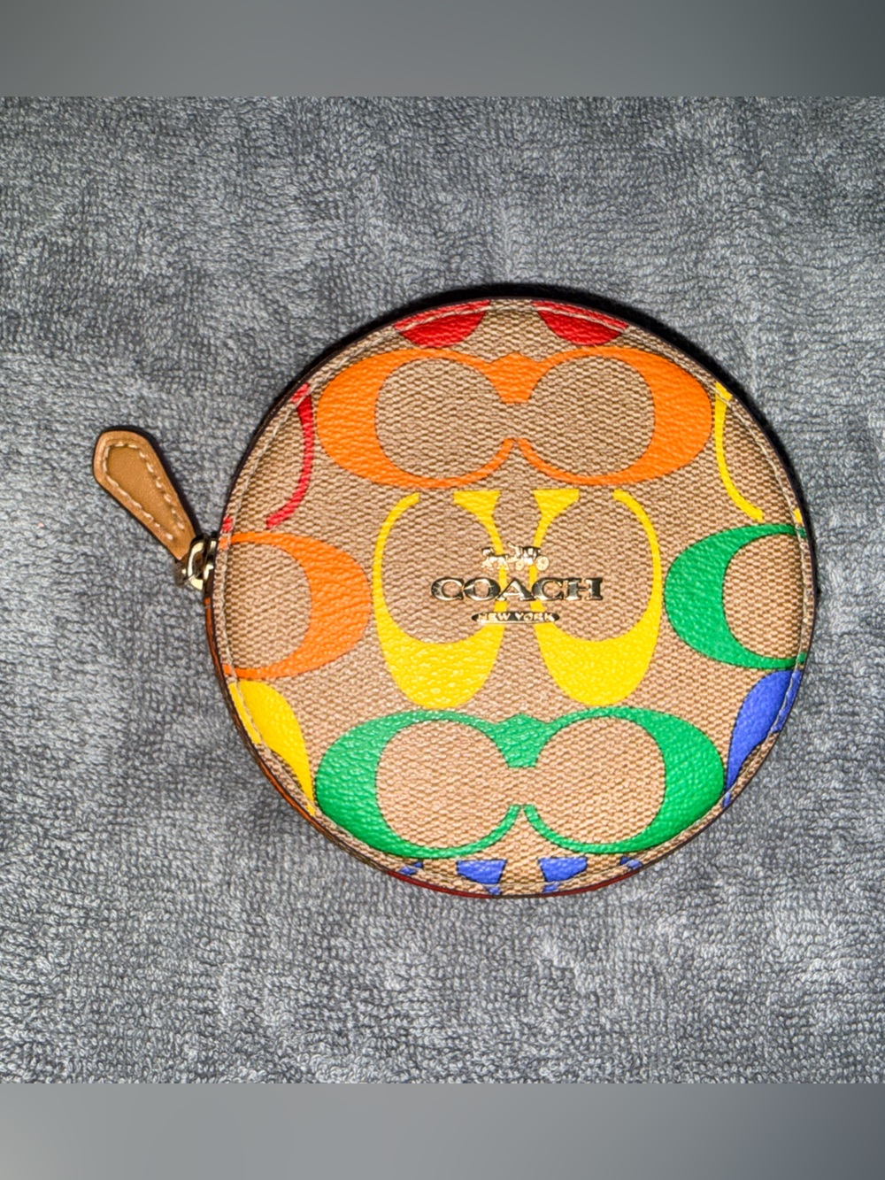 Coach Multicolor Signature Round Coin Pouch AUTHENTIC GUARANTEED